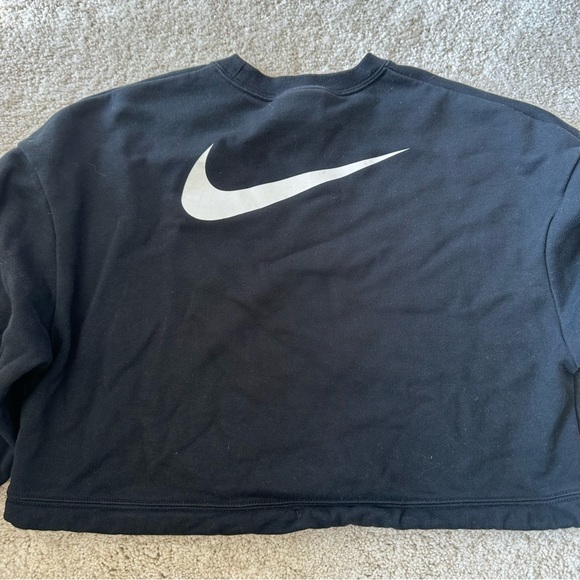 Nike Black Elastic Drawcord Cropped Mini Swoosh Sweatshirt - Picture 7 of 7